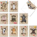 The Best Card Company - 10 Adorable Note Cards Blank (4 x 5.12 Inch) - Wildlife and Animal Cards, Assorted Boxed Kids Set - Sand Angels AM6844OCB-B1x10